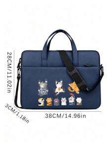 Laptop Bag, Compact Shoulder Bag With Accessory Compartments, Cat Print Design, Equipped With Detachable And Adjustable Shoulder Strap, Data Cable Storage, Fits In Suitcase, Laptop Protective Case, Briefcase, Document Storage Bag, Portable Commuter Bag, Suitable For Laptop And Tablet, Travel, Commute, Back To School, Halloween, Christmas Gift - Multicolor - View 11