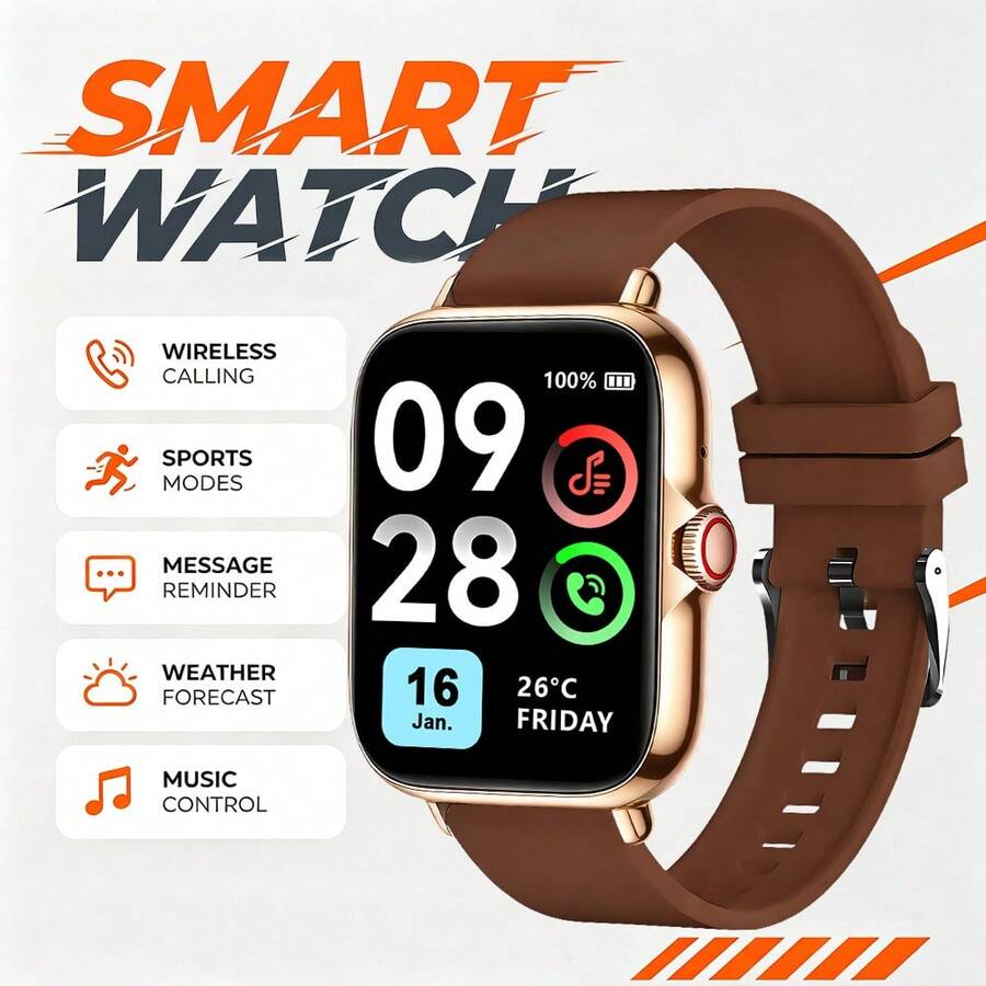 [Jam Tangan Pintar] Jam Tangan Pintar Layar Sentuh Definisi Tinggi 1,83 Inci, Tali Silikon Lembut, Mendukung Notifikasi Panggilan/SMS, Pedometer, Penghitung Kalori, Pelacak Kebugaran, Berbagai Mode Olahraga, Jam Tangan Pintar Multifungsi, Unisex, Kompatibel dengan Sistem iOS dan Android, Cocok untuk Penggunaan di Gym, Pemakaian Sehari-hari, dan Hadiah Natal/Ulang Tahun yang Ideal