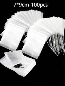100pcs/200pcs Drawstring Empty Tea Filter Bags, Drawstring Tea Bags, Suitable For Loose Leaf Tea, Spices, Coffee, Tea Utensils Kitchen Supplies - Transparent - View 11