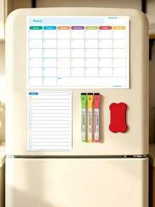 Magnetic Erasable Fridge Calendar, Monthly Fridge Planner And Today's Menu List Whiteboard, 4pcs Fridge Planner, Suitable For Kitchen Office, Includes 3 Marker Pens And 1 Eraser - Magnetic Sticker Set - View 10