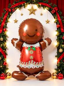 49 Inch Large Gingerbread Man Foil Balloon, Cute Christmas Gingerbread Man Shaped Balloon, Suitable For Home, Christmas Decoration, Birthday Party Decoration, Party Decoration, Winter Celebration And Photo Backdrop - 49-inch Standing Gingerbread Man - View 3