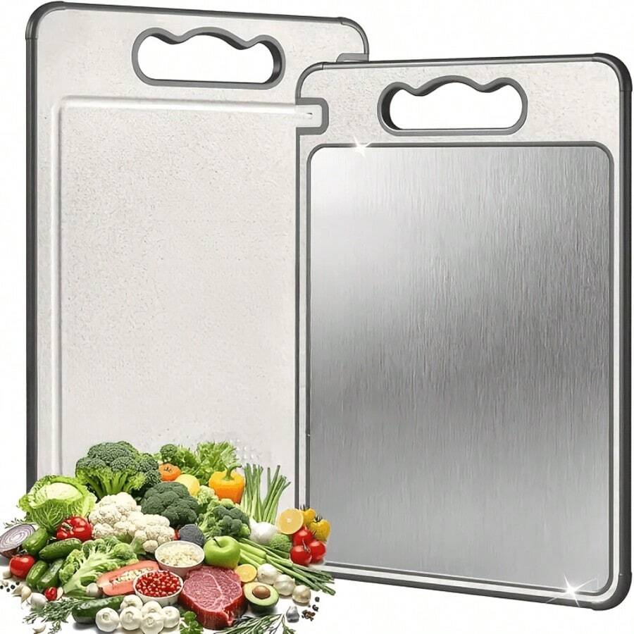 1PC Titanium Alloy Double-Sided Cutting Board, Reversible Kitchen Chopping Board With Built-In Juice Groove, Dishwasher , Multi-Functional Prep Board For Daily Home Use And Baking, Thoughtful Gift For Friends And Family - View 1
