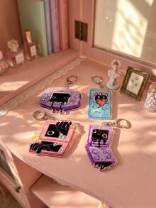 1PC/4pcs Cursed RetroConsole Weirdcore Dark Aesthetic Anime Acrylic Keychains, Retro Handheld Console & Cursed Weirdcore Art Series Odd Pattern Pendant, Backpack & Car Key Accessory, Gift For Nostalgic Handheld Console Gamers, Weirdcore Aesthetic, Dark Cute & Weird Game Culture Enthusiasts - Multicolor - View 2