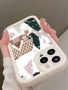 1pc Fashionable Christmas Element Snowy Gingerbread House Pattern White Diamond Sand Anti-Drop Anti-Fingerprint Full Coverage Phone Case Compatible With IPhone 16/16Pro/16Plus/15/15ProMax/15Pro/11/12/13/14ProMax/11Pro/11ProMax/12Pro/12ProMax/13Pro/13ProMax/14Pro/14ProMax Soft Shell Premium Creative - Multicolor - View 4