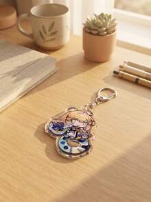1pc/4pcs Aesthetic Gaming Anime Acrylic Keychains, Popular Strategy Mobile Game Cute Chibi Standee Pendant 2-In-1 Art Series, 2D Chibi Aesthetic Gift For Mobile Game Character Fans - Multicolor - View 8