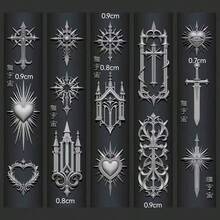 1pc Nail Art Silicone Mold, Vintage Baroque Holy Light Cross Candle Holder, Moonlight Embossed Bow & Floral Pattern Design Tool, Nail Decoration Mold Suitable For Nail Artists And Nail Salons - Multicolor - View 12