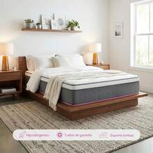 Colchón Individual Híbrido 28 cm 190x100x28 cm | Muelles ensacados + Espuma viscoelástica con Eurotop | Firmeza Media Hipoalergénico y Antiácaros | Colchón en Caja con 5 Años de Garantía | para Dormir Mejor - Blanco - Ver 6