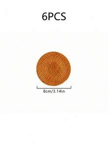 1/3/7pcs Handwoven Rattan Coasters, Brown Round Heat-Resistant Beverage Coasters, Suitable For Coffee Cups, Tea Cups, Dining Tables And Coffee Tables, Christmas, Halloween, Room Decor, Home Decor - Brown - View 7