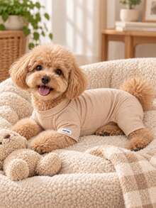 1PC Thickened, Warm Striped Pet One-Piece Suit-Warm, Thick, Soft, Comfortable, And Durable; Suitable For All Four Seasons And Can Be Worn Both Indoors And Outdoors; Perfect For Small And Medium-Sized Pets. - Pink - View 1