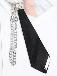 1pc Metal Nameplate Chain Buckle Women's Tie-Free Collar Accessory, Sweet & Cool Y2K Preppy Punk Style Shirt Accessory - Multicolor - View 10