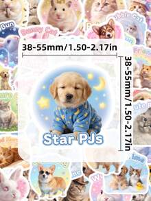 50pcs Cute Pet Animal Sticker Pack, Mixed Cute Puppy, Kitten, Rabbit, Hamster Theme Stickers, Suitable For Teenagers' Planner, Scrapbook And Daily Items DIY Decoration Sticker Accessories - Multicolor - View 5