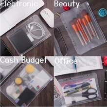 8/16pcs A6 Zipper Transparent Envelopes, Loose-Leaf Binder Pockets, 6-Hole Budget Cash Envelopes Storage Bags, Transparent Zipper Folders Loose-Leaf Bags, For 6-Ring Budget Binders, Waterproof PVC Document Bags Archiving Bags, Reusable Gift Bags, Storage Bags, Document Bags, Receipt Books, Suitable For Home And Office Use, Organization - Sets - View 4