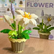 Multi-Color Building Block Potted Flower Series Includes: Lily, Hyacinth, Lily Of The Valley, Sunflower Pot, Jade Plant, Pink Spider Plant. ABS Material, Building Block Toy Set. Atmospheric Display Decor, Suitable For Hobbyists And Collectors. Halloween, Christmas, Carnival Party Gift. - Multicolor - View 5