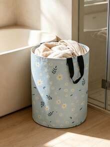 Daisy Flower Pattern Dirty Clothes Basket, Rural Style Home Decor Cylindrical Storage Basket, Printed With Daisy And Flower Patterns, Multi-Purpose Storage Box For Clothes, Jewelry, Books, Etc., Suitable For Bedroom, Living Room, Gift For Friends And Family On Halloween, Birthday, Festival, Christmas - Multicolor - View 8