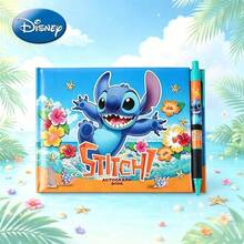 Monogram Disney 1SET  Officially Licensed Stitch Autograph Book, Tropical Hibiscus Notebook With Pen, Blue Orange Theme, Stationery Gift For Fans - Multicolor - View 2