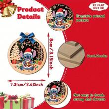 BUTTBILL Hot-Selling Recommended Stitch Theme Decorative Hanging Ornament, New Creative Christmas Decoration Wooden Stitch Pendant For Christmas Tree, Yard, Home, Party, Cute - Multicolor - View 2