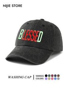 1pc Men's Letter Print Baseball Cap, Casual Adjustable Lightweight Comfortable Duck Bill Hat, Unisex Multi-Functional Vintage Washed Hat, Halloween Decorative Hat - A - View 2