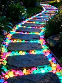 2cm Colorful Glow Stones, Luminous Stones Garden Accessories Micro Landscape Aquarium Decoration Outdoor Yard Lawn Set, Yard And Path Decoration Luminous Garden Pebbles, Wedding Decoration, Summer Decoration, Fairy Tale Outdoor Gardening Bonsai Decoration, Garden Decoration Luminous Stones, Vase Filler, Luminous Stones 50pcs/100pcs - Multicolor - View 7