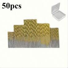 Set 50 Mata Bor Putar Baja Kecepatan Tinggi Berlapis Titanium, Mata Bor Multi Ukuran dengan Tangkai Bulat, Cocok untuk Kayu, Logam, Plastik, Set Hadiah Alat Perbaikan Rumah yang Praktis - 01#-50 buah - View 10