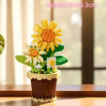 Multi-Color Building Block Potted Flower Series Includes: Lily, Hyacinth, Lily Of The Valley, Sunflower Pot, Jade Plant, Pink Spider Plant. ABS Material, Building Block Toy Set. Atmospheric Display Decor, Suitable For Hobbyists And Collectors. Halloween, Christmas, Carnival Party Gift. - Multicolor - View 12