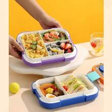 1pc Minimalist Student Lunch Box 304 Stainless Steel Divided Compartment Sealed Portable Fruit Meal Box For Office Workers - Multicolor - View 7