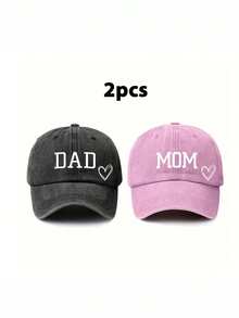 2件組中性純色 DAD+MAMA 印花復古棒球帽，時尚爸爸媽媽帽，男女適用，可調節帽帶，多功能卡車帽，適合戶外與日常穿著，節日禮物 - 款式B - 查看 18