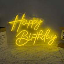 1-Piece Happy Birthday LED Neon Sign With USB Power Cable, Clear PS Backboard And Silicone Light Strip, Warm White Cursive Letter Design With Soft Glow For Birthday Party, Cake Table, Photo Backdrop, Bedroom And Celebration Decor - Multi-color light - View 14