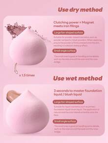 MAANGE 3pcs Makeup Tool Set Including 2 Face Makeup Brushes (Foundation Brush, Highlighter Brush) + 1 Makeup Sponge, Gift For Women And Girls, Travel Makeup Brush Set/Accessories - Pink - View 10