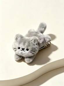 1/2PCS Cute Plush Cat Hair Clips, Soft Fluffy Cartoon Cat Hair Clips, Sweet And Lovely Hair Accessories For Women And Girls - Multicolor - View 9