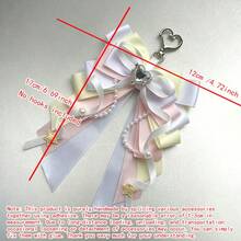 1pc Satin Ribbon Heart Rhinestone Bow Bag Charm, Anime Cosplay Concert Convention Lolita Ita Bag Accessory, Badge Matching Handmade Long Ribbon Lace Wings Pearl Star Polka Dot Satin Ribbon Decoration Accessory - A - View 4