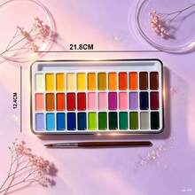 1 Set 36 Colors Solid Solid Color Watercolor Paint Set, Portable Iron Box With Built-In Palette And Brush, High Pigment Solid Color Watercolor, Art Painting Supplies For Adults, Students, Beginners, Sketching, Journaling, Painting - Sets - View 6