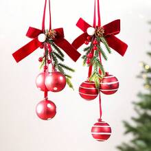 1pc Bowknot Christmas Ball Bell Hanging Ornament, High-End Christmas Door Decoration - Multicolor - View 5