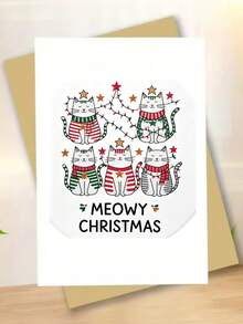 Kartu Ucapan Natal Kucing Lucu, Kartu Natal Menggemaskan dengan 5 Anak Kucing Berbaju Sweater & Lampu Hias, Kartu Natal untuk Pecinta Hewan Peliharaan, Kartu Ucapan Liburan Manis untuk Pemilik Kucing dan Penggemar Kucing - Satu ukuran cocok untuk semua. - View 7