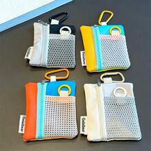 1pc Super Useful Mini Coin Pouch Phone Lanyard Multifunctional Card Holder Key Earphone Portable Square Small Bag - Multicolor - View 3