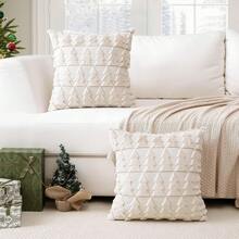 Christmas Themed Plush Pillowcase, Embroidered Christmas Tree Pattern, Create Festive Atmosphere, Add Holiday Cheer To Living Room (Pillow Insert Not Included) - Multicolor - View 5