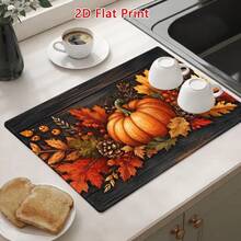1pc Pumpkin Diatomaceous Earth Absorbent Welcome Mat, Christmas Halloween Decorative Rug, Multi-Purpose Mat For Stove, Coffee Station, Water Bar, Indoor/Outdoor Entryway, Front Door, Kitchen Home Decor Area - Multicolor - View 5