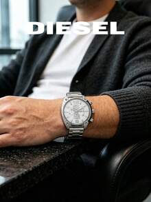 DIESEL DZ4203 Men's Chronograph Watch, Silver Stainless Steel Band White Dial Sports Watch - Silver - View 5