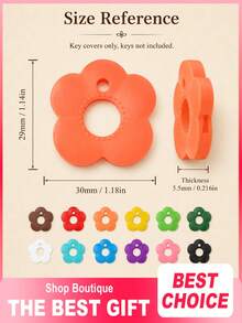 3/6/12pcs Colorful Flower Silicone Elastic Key Covers, Flower-Shaped Key Caps, Easy To Identify, Random Color, Suitable For Sisters And Friends, Valentine's Day/Mother's Day/Birthday Gift - Flower-shaped - View 5