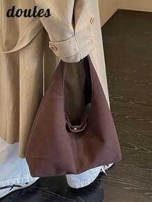 Minimalist Fashion PU Leather Shoulder Bag, Suitable For Commuting And Travel - Coffee - View 8