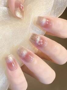 Christmas Semi Cured Gel Nail Strips, 20Pcs Long Lasting Salon Quality Wraps, Easy Apply & Remove Gel Nail Stickers With UV Light - Rose Gold - View 5