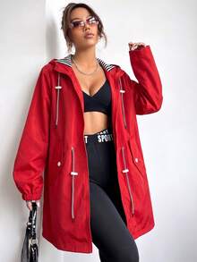 Women's Spring/Autumn Outdoor Casual Jacket, Versatile Outerwear, Suitable For Daily, Office, Party Wear - Red - View 1