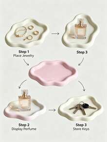 1pc Elegant Cloud-Shaped Plastic Tray, Minimalist And Stylish Single-Layer Design. It Can Be Used As A Storage Rack For Jewelry And Accessories, Or As A Display Stand For High-End Jewelry And Perfume. Additionally, It Can Also Be Used As A Beautiful Key Holder. Perfect For Use In Home, Living Room, Or Office. - Multicolor - View 4