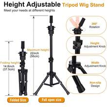 Canvas Wig Mannequin Head With Tripod Stand Kit, Multi‑Color Canvas Block Head, Adjustable Wig Tripod & Table Clamp, Wig Making Tools Set With T‑Pins, C‑Pins, Wig Caps, Comb, Hair Clips For Wig Styling Display Making - View 3