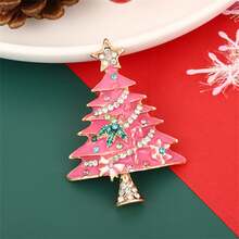 1pc Christmas Brooch Enamel Rhinestone Christmas Tree Oil Drip Rhinestone Pin, Autumn/Winter Sweater Suit Accessory, Backpack Accessory, Christmas Holiday Decoration Prop, Colorful Holiday Brooch Suitable For Clothing, Scarf, Bag Christmas Party Decoration, Christmas Gift. - Multicolor - View 5