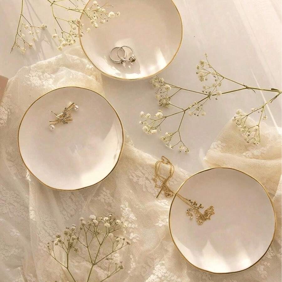 A Jewelry Storage Tray, Decorative Small Accessory Tray, Holiday Gift, Her Wedding Engagement Gift, Ceramic White Jewelry Display, Gift For Female Friends, Christmas Gift, Jewelry Storage Tray Suitable For Store Display, Wedding Jewelry Display Tray - Multicolor - View 1