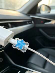 Cute Star Cable Protector Cartoon Star Data Cable Protector, Cartoon Cute Charging Cable Anti-Breakage Protector, Durable Charging Cable Anti-Fracture Protective Shell, Anti-Scratch Anti-Drop, Protect Data Cable From Damage, Charger Cable Protective Sleeve; Suitable For Students, Girls, Anime Fans, Home, Office, Commute, Daily Charging Use, Storage And Display - Multicolor - View 3