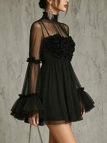 Women Short Dresses - Black - View 3