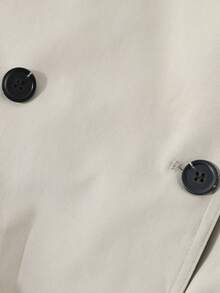 Manteau trench premium style coréen début d'automne avec écharpe, manteau ample unique à double boutonnage décontracté pour le port quotidien et les voyages, printemps/automne - Nude - Voir 4