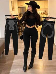 Plus Size Leggings - Black - View 2