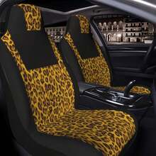 Universal Driver/Passenger Car Seat Cover, Classic Yellow Leopard Print Apron Style Element Printed Car Interior Decor Seat Cover, Breathable Fabric, Soft And Comfortable, All-Season Universal, Car Interior Decoration Protection Cover - Multicolor - View 5